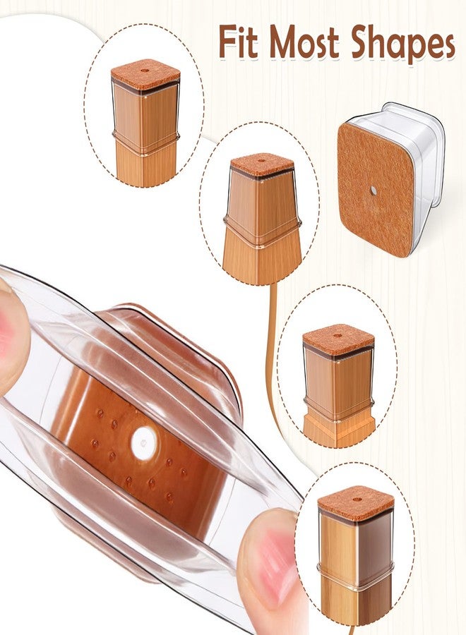 CoolShef مجموعة CoolShef المكونة من 16 قطعة من واقيات أرجل الكراسي المصنوعة من السيليكون مع قاعدة من اللباد، واقيات أرضيات مانعة للانزلاق للأرجل المربعة (1.02-1.5 بوصة)، وسادات أثاث للأرضيات الخشبية الصلبة، كراسي الطعام، كراسي البار، كراسي المكتب - Image 5